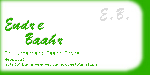 endre baahr business card